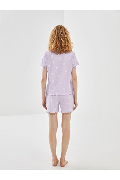 LC Waikiki LCW Young Bisiklet Yaka Çiçekli Kadın Şortlu Pijama Takımı