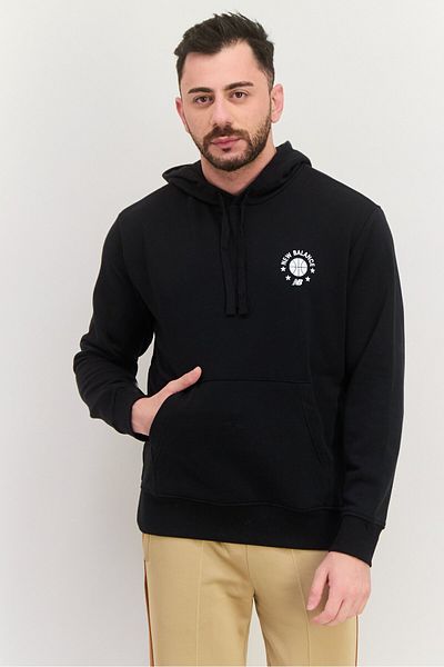 New Balance Men Relaxed Fit Long Sleeve Outdoor Hooded Sweatshirt, Black