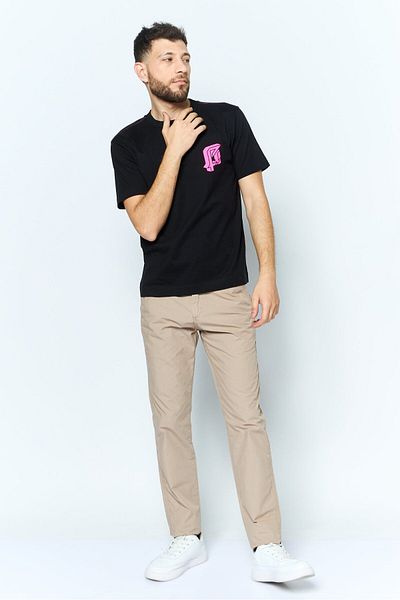 Esprit Men Crew Neck Short Sleeve Brand Logo T Shirt, Black