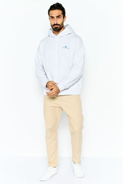 Good For Nothing Men Hooded Long Sleeve Brand Logo Sweatshirt, Grey