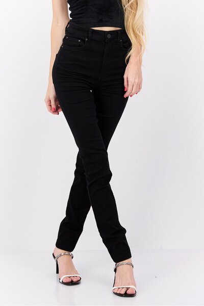 Weekday بنطلون جينز نسائي ضيق بخصر مرتفع وساق مستقيمة، أسود