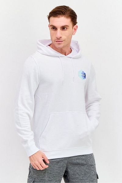Hurley Men Hooded Brand Logo Long Sleeve Sweatshirt, White