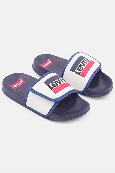 Levi's Kids Boy Brand Logo Slip On Slides, Navy