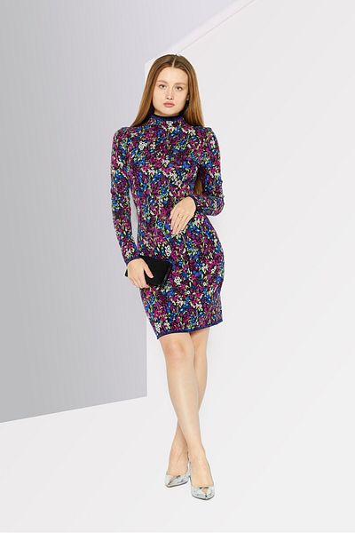 Hugo Boss Women Floral Print Mini Dress, Purple Combo