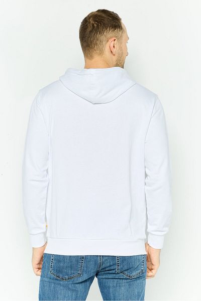 GAZZARRİNİ Men Hooded Long Sleeve Brand Logo Sweatshirt, White
