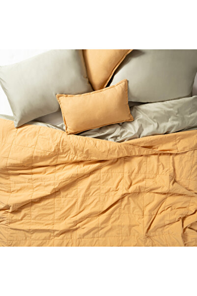 Zsa Zsa Zsu Solıd Kapitoneli Çift Kişilik Pamuk %100 Pamuk Yatak Örtüsü 240x260 Cm Sarı
