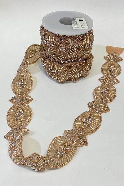 Hayalperest boncuk Oval Accessory - Iron-On Stoned and Beaded Strip