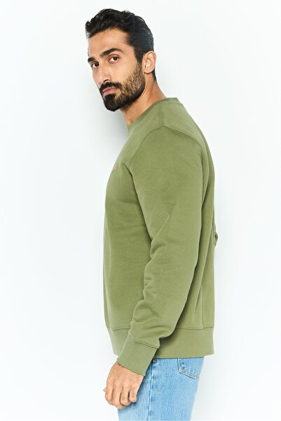 Esprit Men Crew Neck Brand Logo Long Sleeves Sweatshirt, Olive