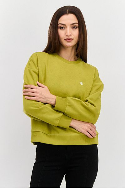 Mode by Redtape Women Crew Neck Embroidered Logo Long Sleeves Sweatshirt, Lime