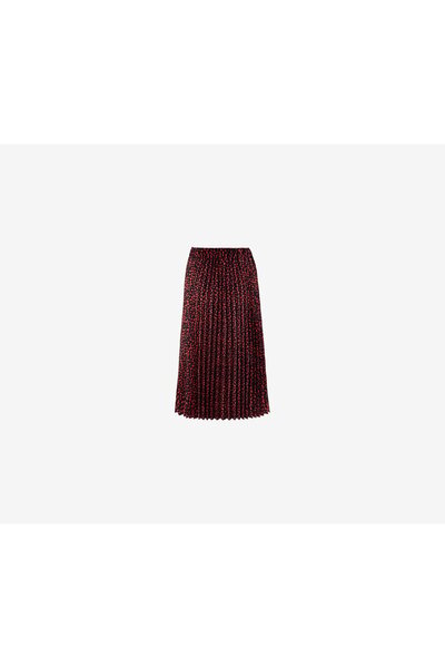 Tchibo Women Allover Print Pleated Midi Skirt, Black