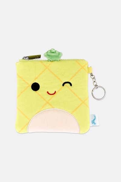 Squishmallows Pine Apple Maui Plush Coin Purse 12,5 H x 12 L x 1 W cm, Yellow