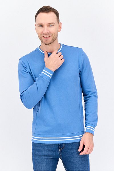 Sorbino Men Crew Neck Solid Long Sleeves Sweatshirt, Slate Blue