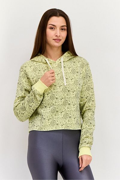 Hurley Women Hooded Long Sleeve Printed Sweatshirt, Light Yellow