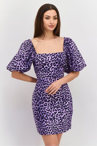 Envii Women Allover Print Mini Dress, Purple Combo