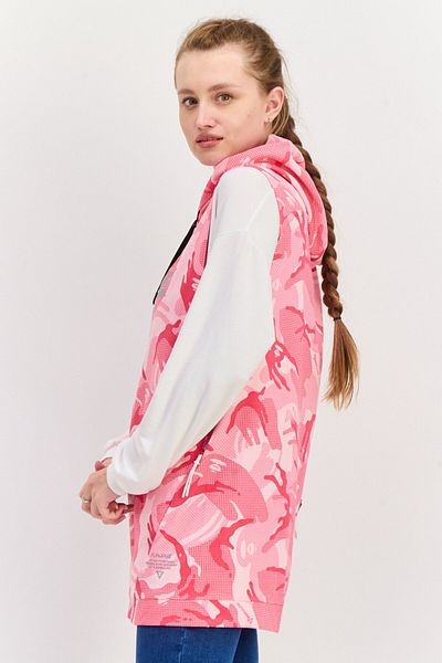 Aape By A Bathing Ape Women Hooded Sleeveless Graphic Sweatshirt, Pink