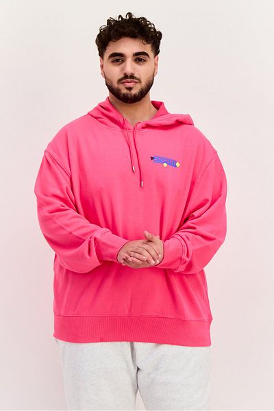 Esprit Men Hoodie Long Sleeve Brand Logo Sweatshirt, Pink