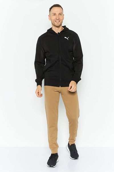 Puma Men Sportswear Fit Brand Logo Outdoor Hooded Jacket, Black