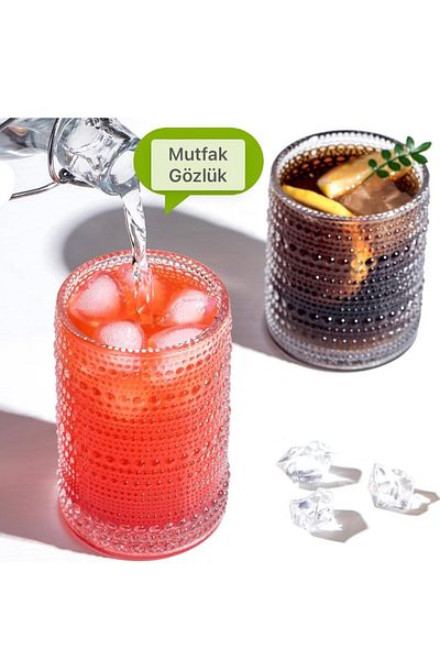 Yenigeldi 330ml Vintage Hobnail Cup - 2Pcs Antique Beads Embossed Coffeewhisky Y36