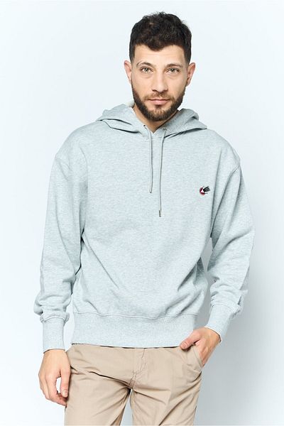 Esprit Men Hooded Embroidered Logo Long Sleeves Sweatshirt, Grey
