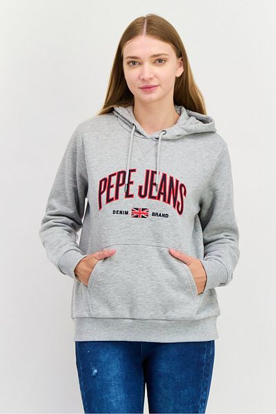 Pepe Jeans Women Crew Neck Embroidered Logo Sweatshirt, Grey