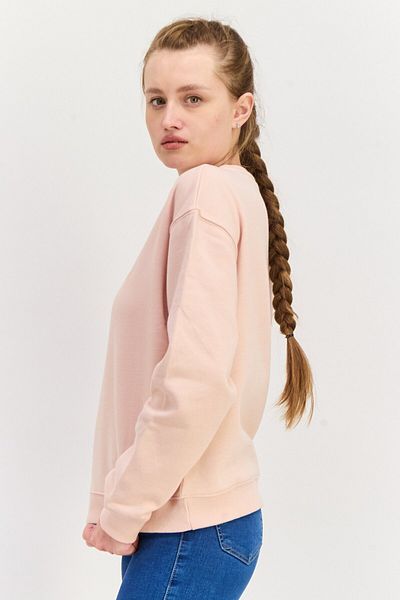 Pepe Jeans Women Crew Neck Embroidered Logo Long Sleeves Sweatshirt, Dusky Pink
