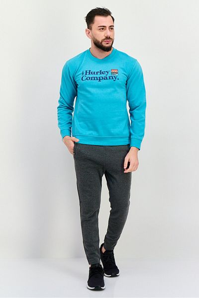 Hurley Men Sportwear Fit Long Sleeve Training Sweatshirt, Aqua Green