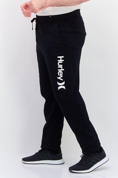 Hurley Men Sportswear Fit Brand Logo Outdoor Sweatpants, Black