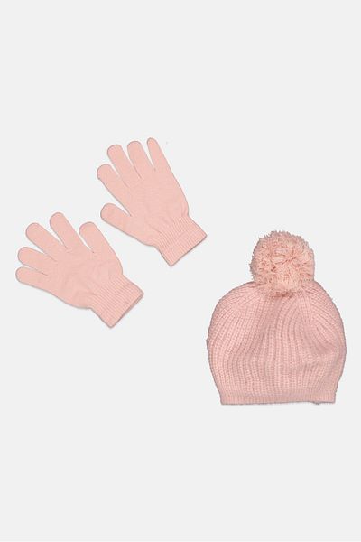 Laundry by Shelli Segal Women Textured Beanie With Gloves, Pink