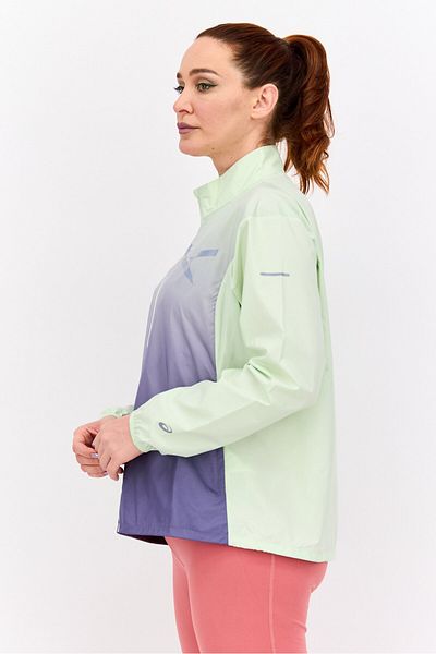 Asics Women Regular Fit Running Jacket, Green Combo
