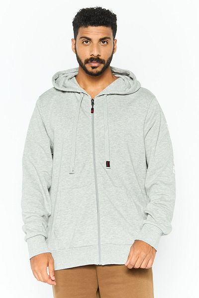 BENCH Men Hooded Long Sleeve Solid Sweatshirt, Light Grey
