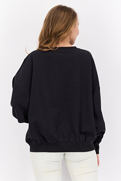 WRANGLER Women Crew Neck Printed Sweatshirts, Black