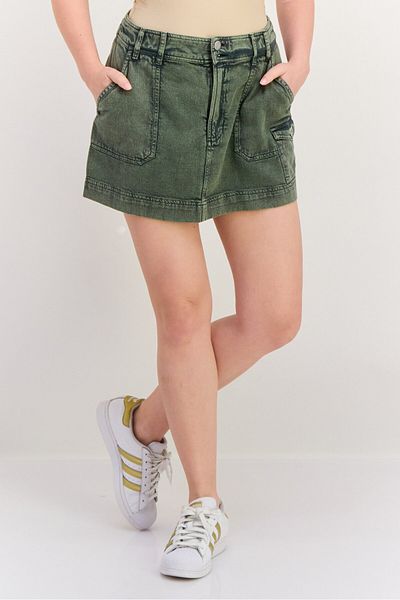 Roxy Women Washed Cargo Mini Skirt, Green