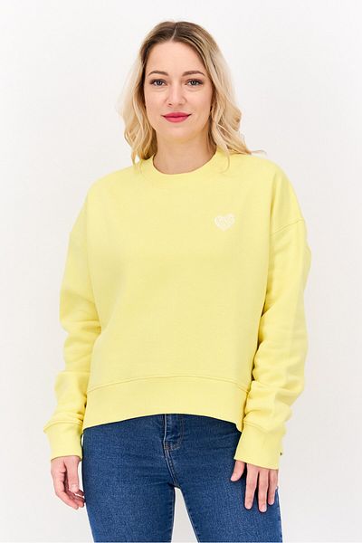 Esprit Women Crew Neck Long Sleeves Brand Logo Sweatshirt, Yellow