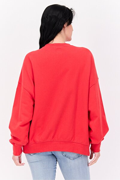 Levi's Women Crew Neck Solid Long Sleeves Sweatshirt, Red