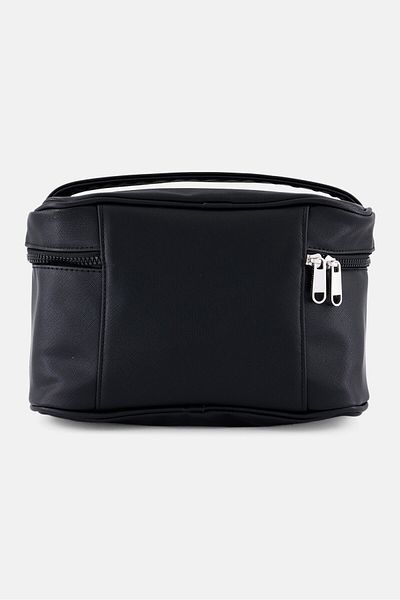 French Connection Women Brand Logo Saffiano Cosmetic Bag, Black