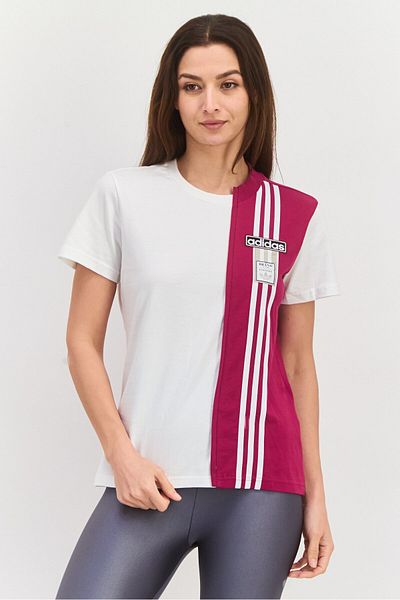 adidas Women Sportswear Fit Short Sleeve Training Top, White Combo