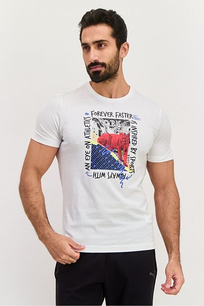 Puma Men Sportswear Fit Short Sleeves Training T-shirt, White Combo