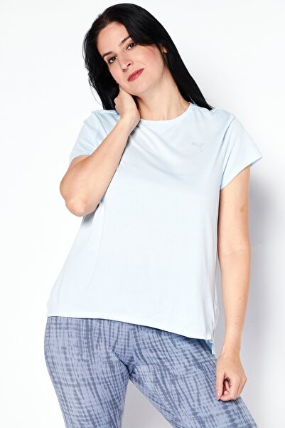 Puma قميص تدريب رياضي نسائي بأكمام قصيرة، أزرق فاتح