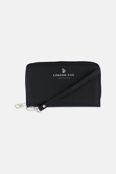 London Fog Women Brand Logo Wallet 11 H x 18 L x 2 W cm, Black
