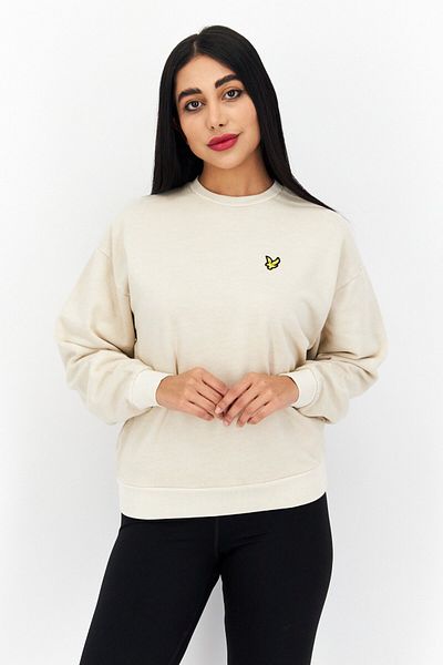 Lyle & Scott Women Crew Neck Embroidered Logo Sweatshirt, Beige