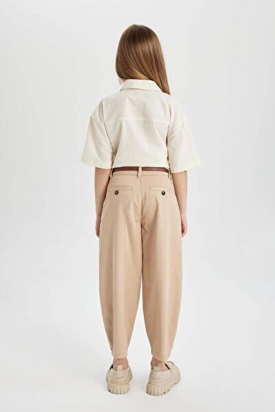 DeFacto C0450a8 Ss Barrel Fit Wide Leg Cotton Belted Trousers