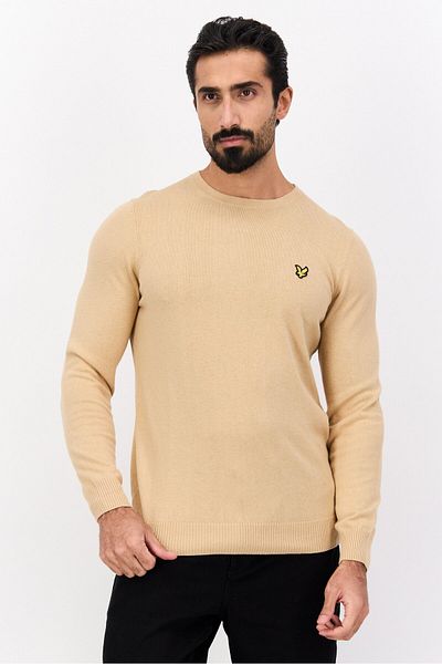 Lyle & Scott Men Crew Neck Knitted Long Sleeves Sweater, Tan