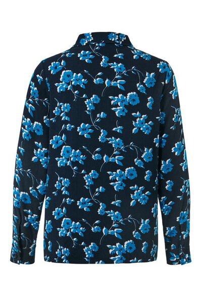 Tchibo Women V-neck Long Sleeve Floral Print Blouse, Dark Blue Combo