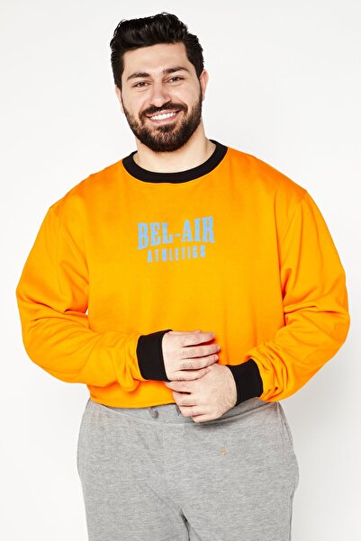 Bel-Air Athletics Men Sportswear Fit Athletic Crop Sweatshirt, Orange