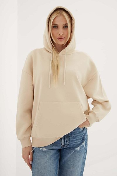 Fashion Friends Καγκουρό με κουκούλα και τσέπη Sweat Beige