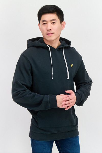 Lyle & Scott Men Hoodie Long Sleeve Brand Logo Sweatshirt, Black