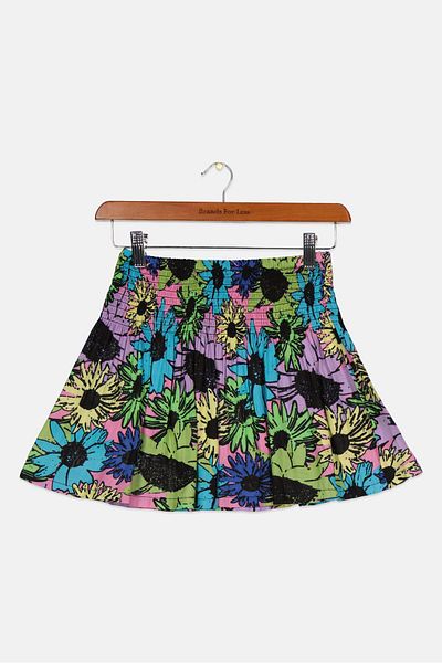 Steve Madden Kids Girl Floral Print Mini Skirt, Blue