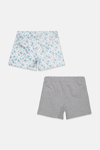Dkny Kids Girl 2 Piece Regular Fit Brand Logo Pull,On Shorts, Grey and White