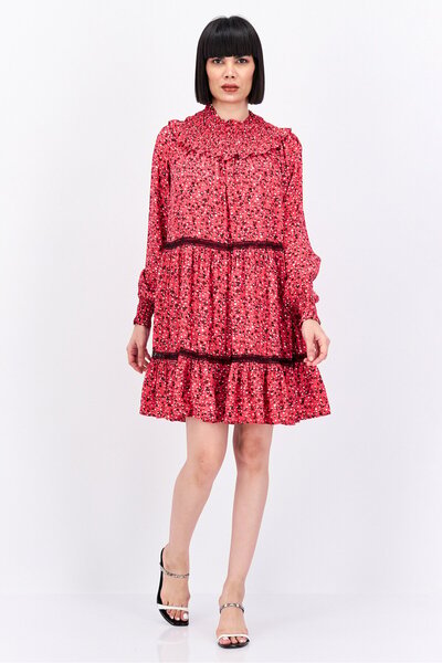 Scotch & Soda Women Allover Print Midi Dress, Red Combo