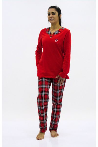 Sementa Plain Combination Plaid Pajama Set